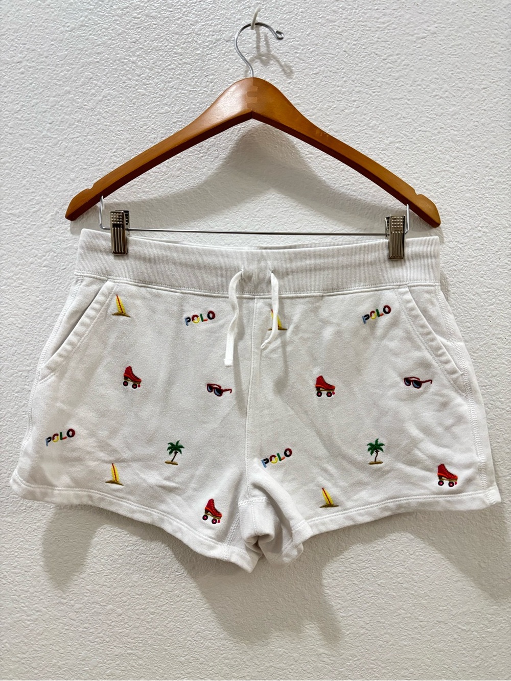 Polo Ralph Lauren White Summer Theme Lounge Shorts Size M Skate Surf Colorful